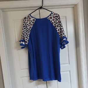 Blue Leopard Print Women's Top